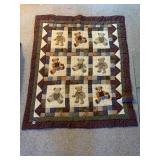 HAND STITCHED TEDDY BEAR QUILTED WALL HANGING