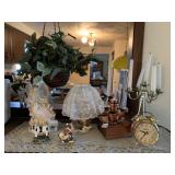 TIMEX BRASS CLOCK, ARTIFICIAL HANGING PLANT,