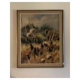 FRAMED AND MATTED IN BURLAP, FLOWER PICTURE