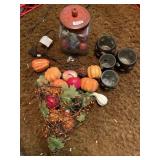 APPLE VOTIVES, WALL POCKET WITH ARTIFICIAL GORDS,