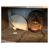 WOOD ASIAN 2 PC MASK, WOOD FAN