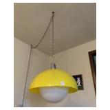 VINTAGE BRIGHT YELLOW SHADE WITH WHITE GLOBE