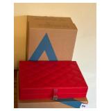 3 AVON RED JEWELRY BOXES, NEW