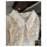VINTAGE WEDDING DRESS W/ TRAIN AND BUTTON COVER