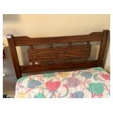 WOOD TWIN SIZE HEADBOARD WITH CARVED SHIP,