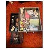 PAPER CLIPS, TACKS, POLISHED GEMSTONES, RED CROSS