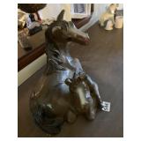 LARGE MOTHER AND BABY HORSE SCULPTURE