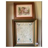 FRAMED IRISH PRAYER CROSS STITCH AND COTTAGE