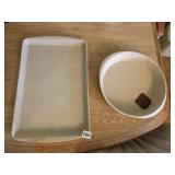 PAMPERED CHEF STONEWARE BAKING SHEET AND ROUND