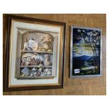 FRAMED PICTURE AND GLASS SUNCATCHER