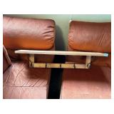 WOOD AND IRON FLOATING WALL SHELF WITH PLATE