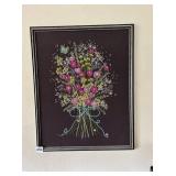 FRAMED EMBROIDERED FLORAL BOUQUET