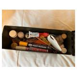 METAL AMMUNITION BOX FILLED WITH INKS AND PAINTS