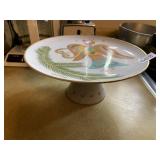 GEORGES BRIARD ANGEL FOOTED CAKE PLATE WITH GOLD