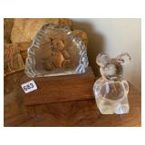 ORREFORS SWEDEN CRYSTAL BEAR AND ENGRAVED IN