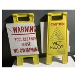 WET FLOOR SIGNS DOUBLE SIDED W/ POOL NOTICE