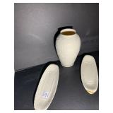 LENOX VASE AND 2 BUTTER DISHES