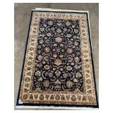 HAND WOVEN CARPET 74" X 48" BLACK AND BEIGE,