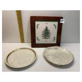 SPODE TRIVET AND 2 LENOX DISHES