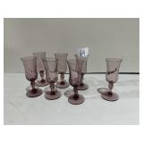 7 PEDESTAL GLASSES PURPLE AMYTHEST
