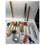 KITCHEN TOOLS INCLUDING SCOOP, TONGS, DIGITAL