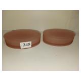 2 FROSTED GLASS COVERED DISHES