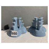 FIESTA BLUE CANDLE STICKS