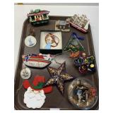 CHRISTMAS ORNAMENTS INCLUDING TIN, BLOWN GLASS,
