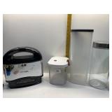 WAFFLE MAKER, FOOD STORAGE JARS