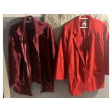 SAG HARBOR SZ. 18 WOOL RED BLAZER, VELVET QUAKER