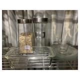 BAKING DISH, GLASS JARS