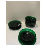 GREEN BOWLS AND PLATES