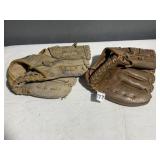 TWO BASEBALL GLOVES BONDS AND JACKSON