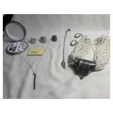 BUTTONS, 3 SILVER TONE RINGS, DOUBLE SIDED