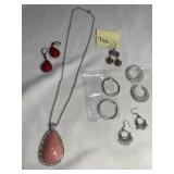 EARRINGS DOUBLE SIDED, PEACH PEAR SHAPE PENDANT