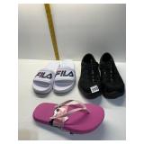 Z 11 WOMENï¿½S BLACK SKETCHERS, SZ 9 FILA SLIDES,