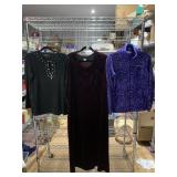 SZ M COLUMBIA ZIP UP FLEECE, JONE NY SZ S BLACK