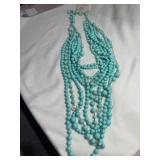 TURQUOISE BEADED NECKLACE W/ ORIGINAL TAG AND