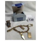 SZ. 5.5 RING COPPER BASE, SILVER TONE AND STONE