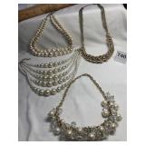 LARGE BEADED NECKLACE AND GOLD BEAD NECKLACE