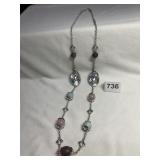 36" LONG BRIGHTON NECKLACE W/ WOOD AND GLASS