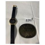 MARLBORO BELT BUCKLE, MOVADO WATCH