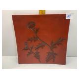 CURVED AND CARVED LEAF W/ FLOWER