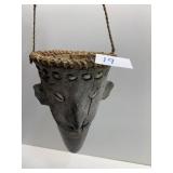 7.5" H HAND CRAFTED VASE, LEATHER CENTER, SHELL