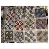 ANTIQUE 72" X 68" HAND STITCHED QUILT