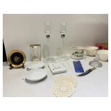 CANDLE HOLDERS, BUTTER DISH ETC.