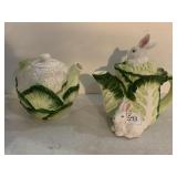 BUNNY TOP TEAPOT AND CABBAGE POT