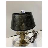 BRASS BASE LAMP W/SHADE