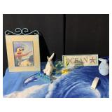 BEACH MOTIF ITEMS PARROT FRAMED PICTURE
