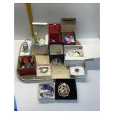 CHRISTMAS ORNAMENTS, BLOWN GLASS, HAND PAINTED